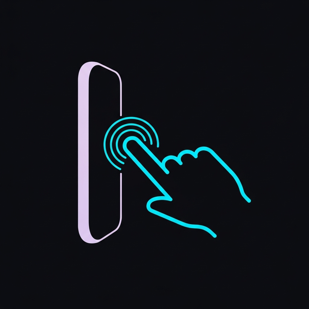 Icône d'une main interagissant avec une interface simple.